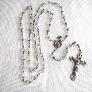 Vintage Crystal Sterling Silver Rosary